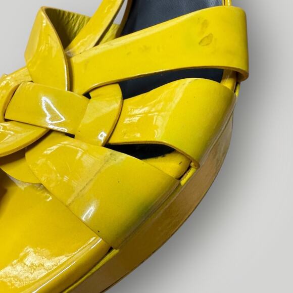 YSL, SAINT LAURENT TRIBUTE LEATHER PLATFORM HEEL SANDALS  Size 42 - Picture 8 of 16